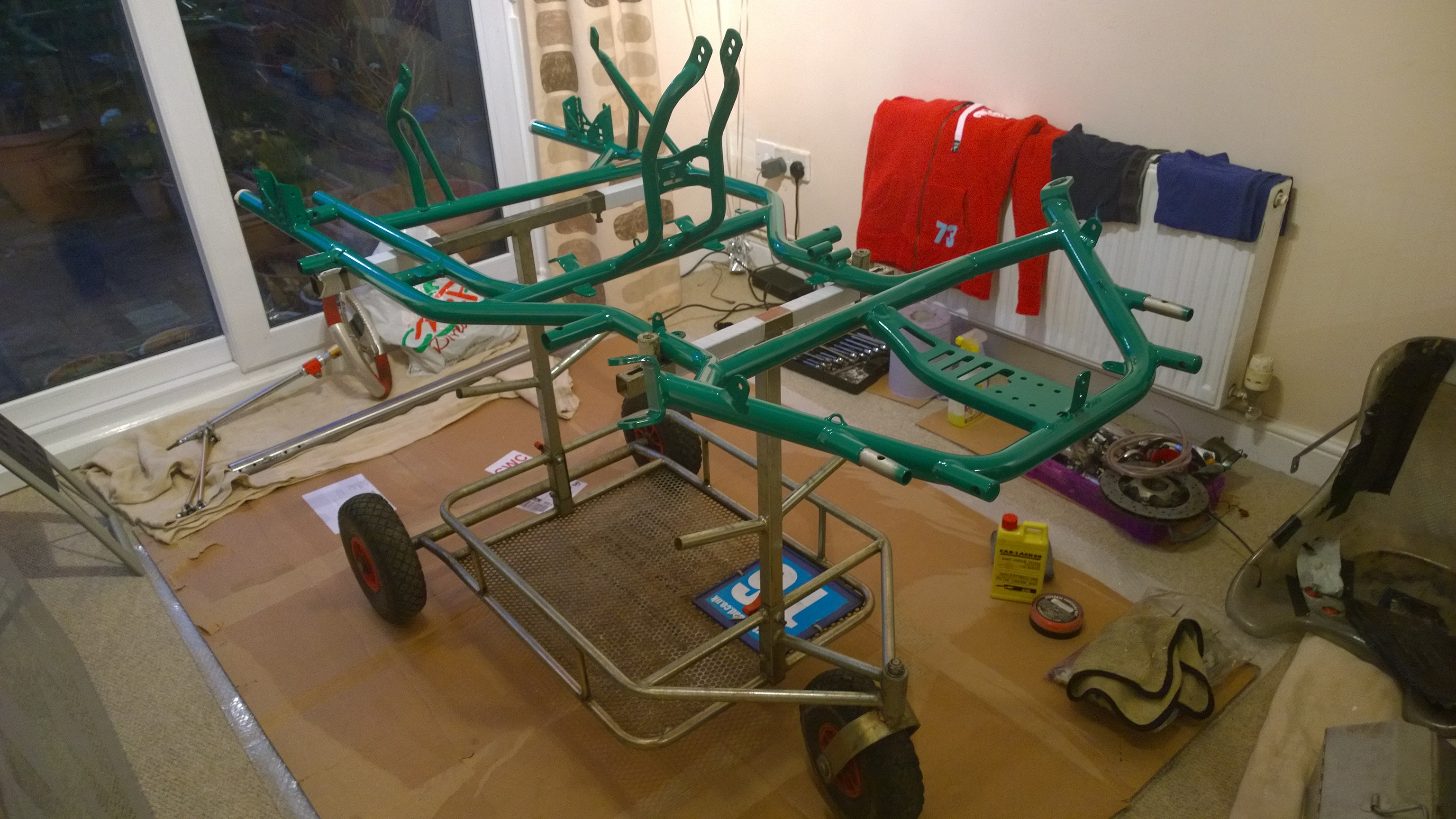 I actually got permission to build the kart indoors - I shit you not!
